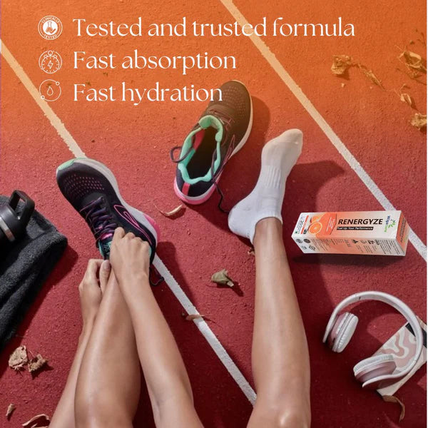 RENERGYZE Zero Sugar 20 Effervescent Tablets Beta Alanine Ginseng Creatine & vitamins Orange Flavour