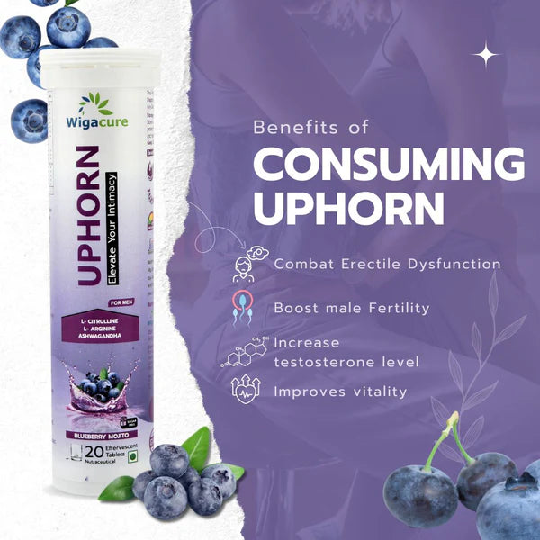 UPHORN Zero Sugar 20 Effervescent Tablets With L Arginine L citrulline Blueberry Mojito Flavour