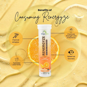 RENERGYZE Zero Sugar 20 Effervescent Tablets Beta Alanine Ginseng Creatine & vitamins Orange Flavour