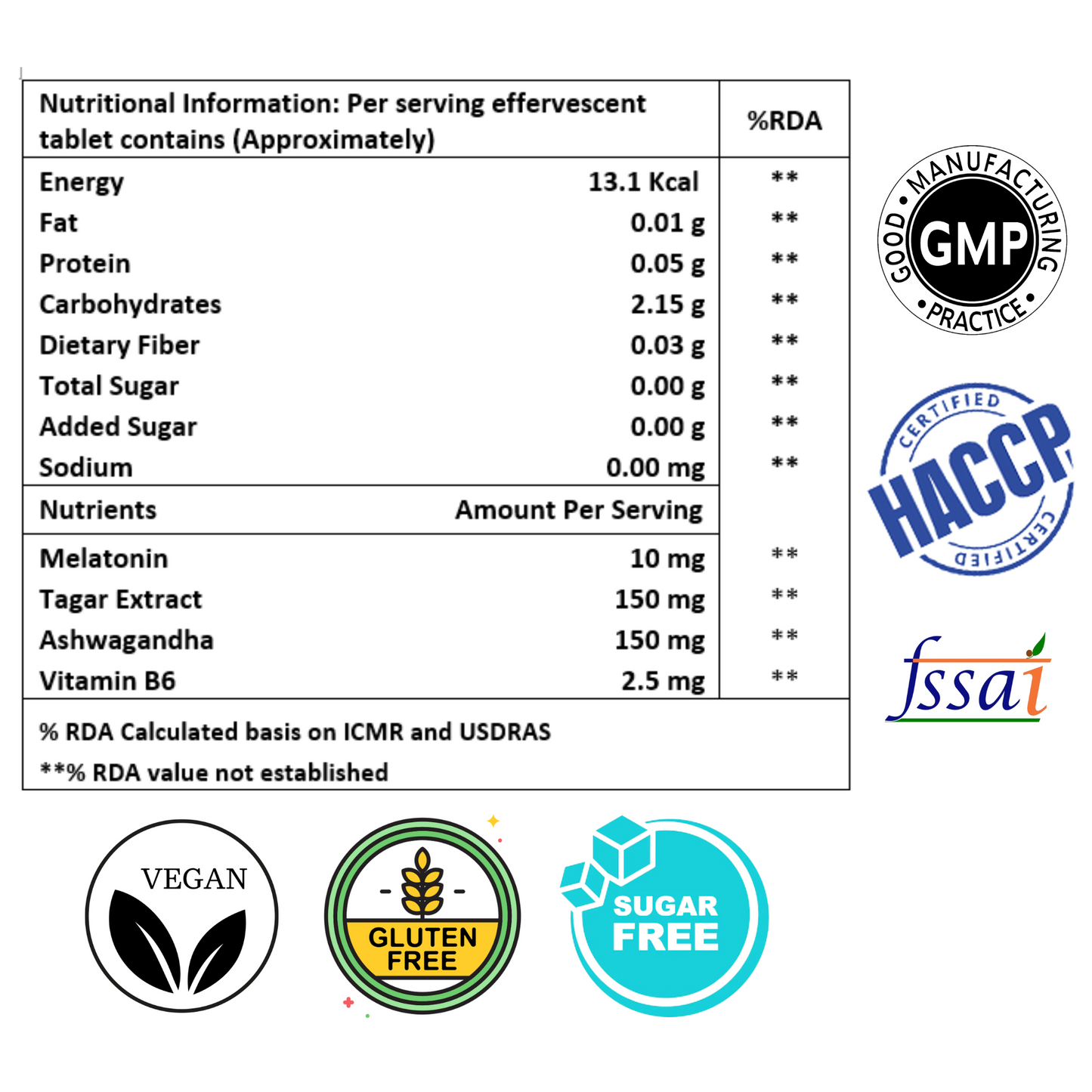 Sleepcode Zero Sugar 20 Effervescent Tablets With Melatonin Ashwagandha Tager extract, Strawberry Lemonade Flavour